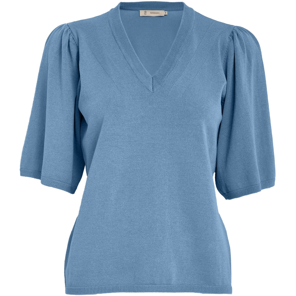 Glenda Short Sleeve Knit Faded Denim | Peppercorn