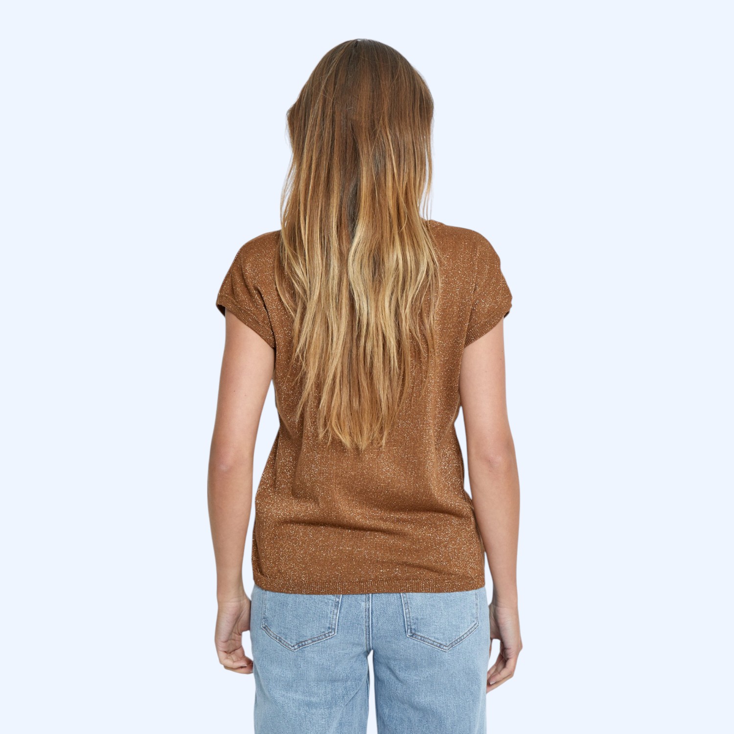 Remi Cap Sleeve Knit Top Tobacco Metallic | Peppercorn