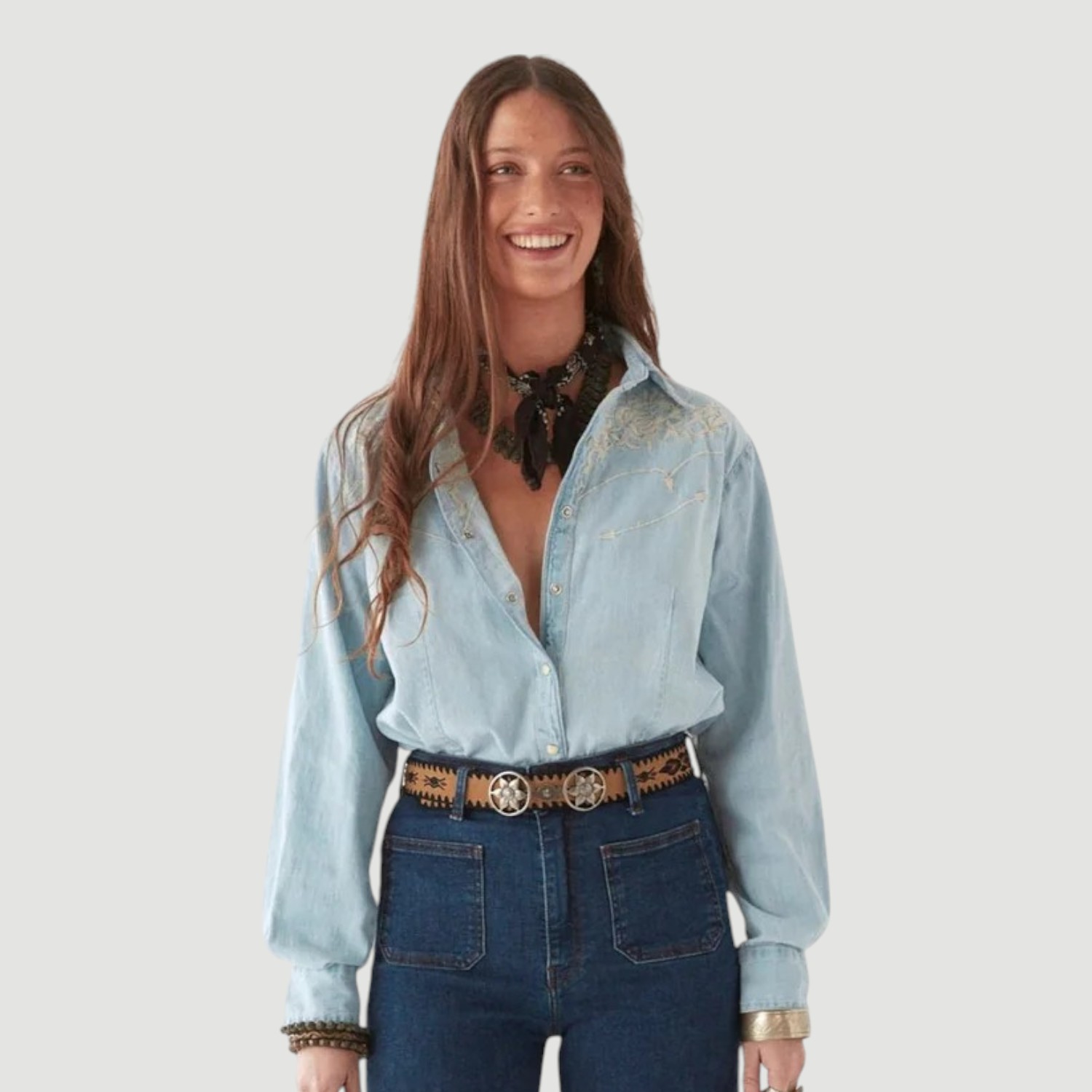 Austin Blouse Mustang Blue | Maison Hotel