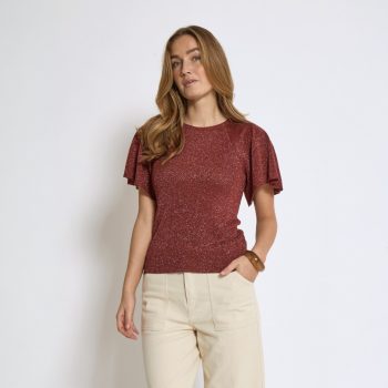 Makia Knit T-Shirt Smoked Paprika Metallic | Minus