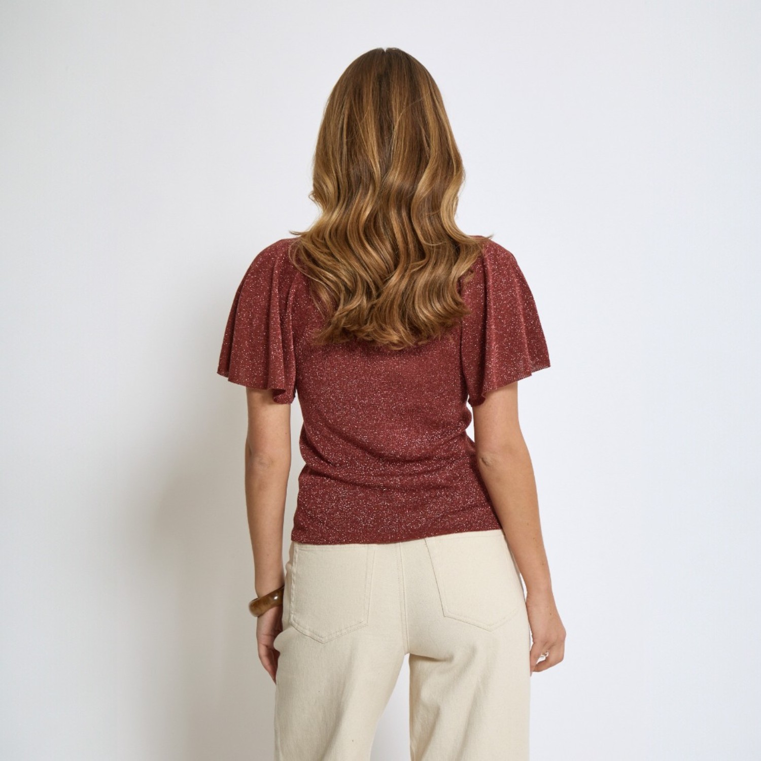 Makia Knit T-Shirt Smoked Paprika Metallic | Minus