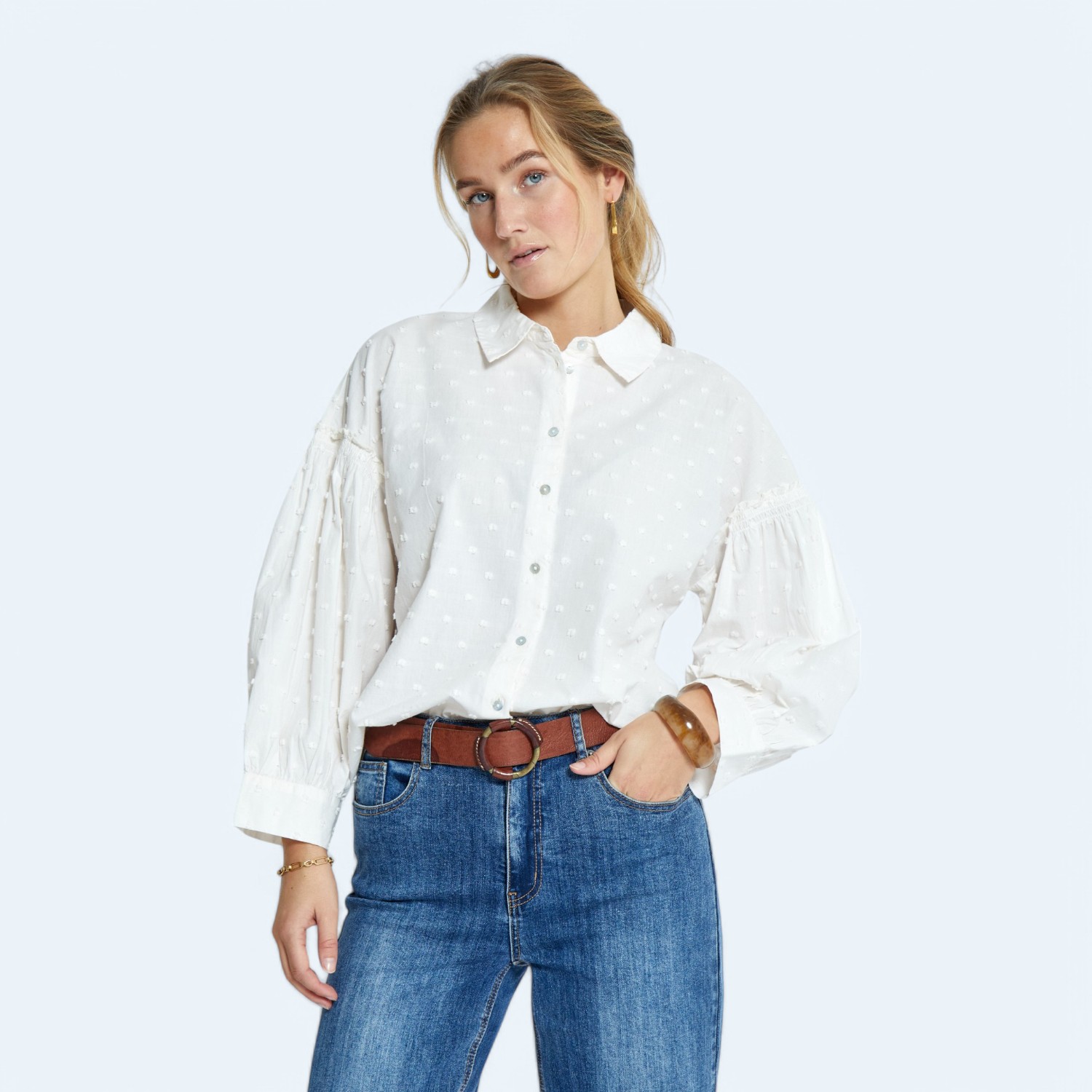 Gelika 3/4 Sleeve Shirt Gardenia | Peppercorn