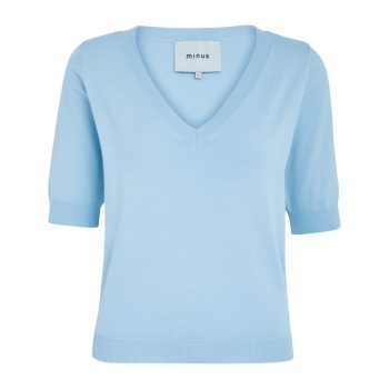 Milla V-Neck Knit Tee Ice Blue | Minus