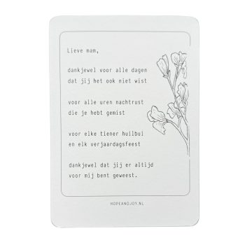 Lieve Mam, postkaart| Hope & Joy