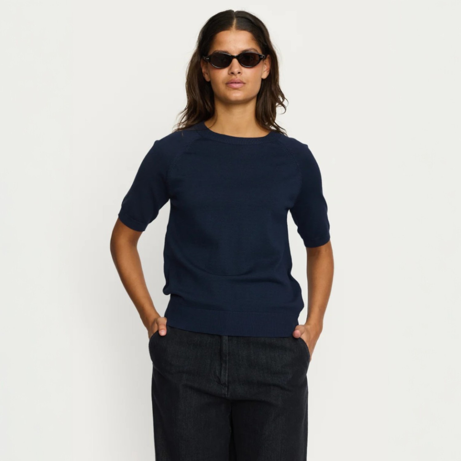 Marla Short Sleeve O-neck Knit Total Eclipse | Soft Rebels