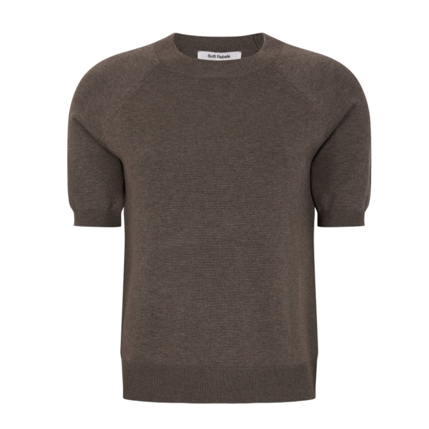 Marla Short Sleeve O-neck Knit Coffee Quartz Melange | Soft Rebels