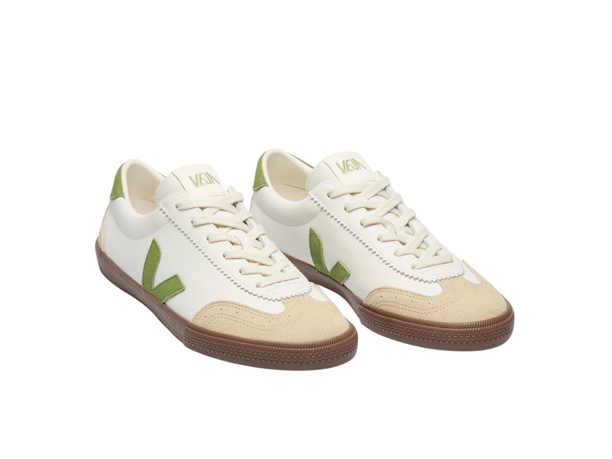 Volley Leather White Kiwi Bark | VEJA