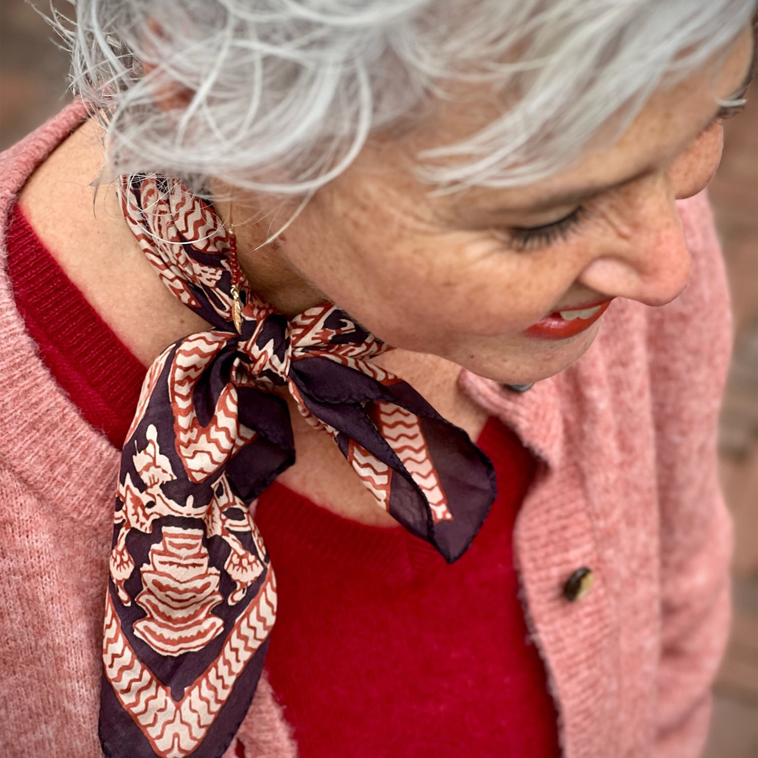 Allison O-neck Cardigan Knit RWS Rose Dawn Melange | Soft Rebels