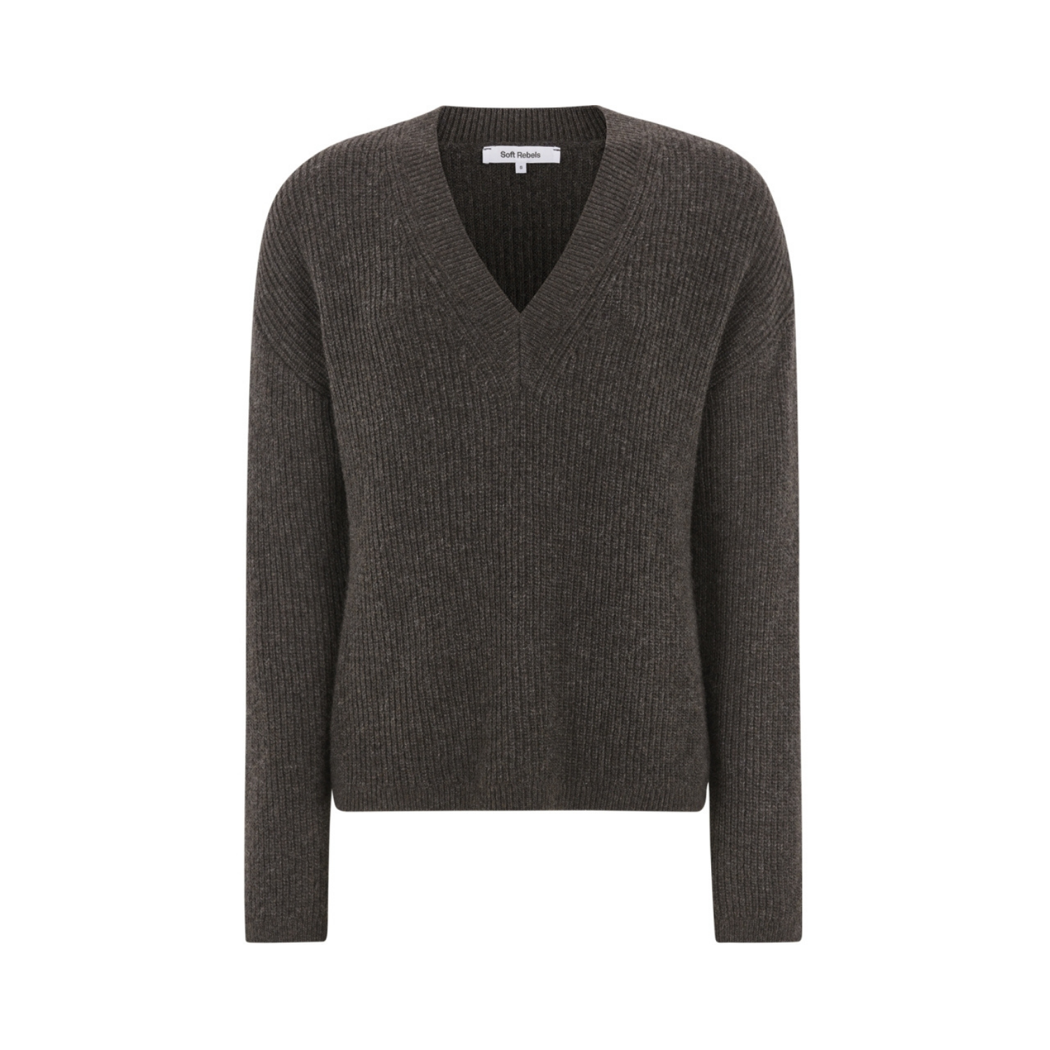 West V-neck Knit Coffee Quartz Melange | Soft Rebels