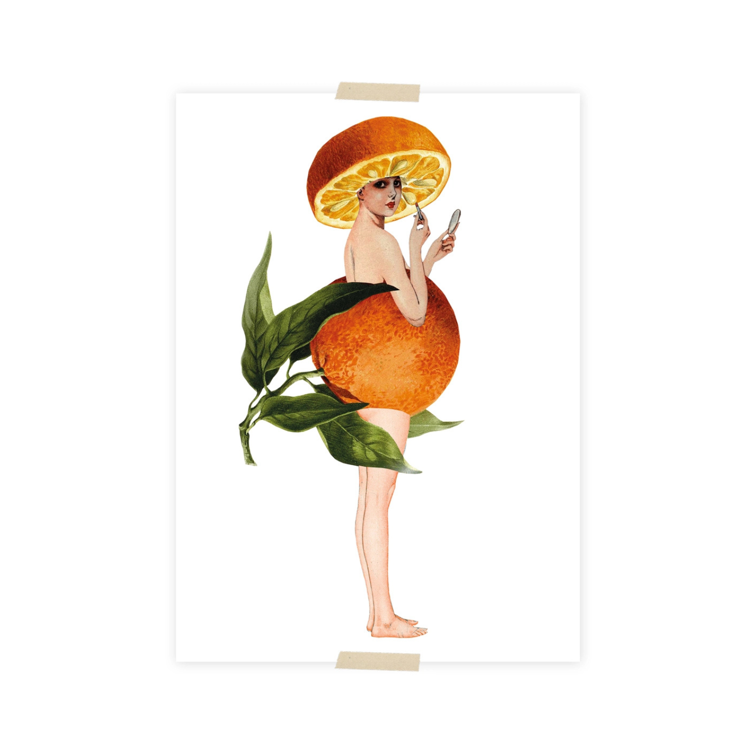 Postkaart Dame in Sinaasappeljurk | Lylies