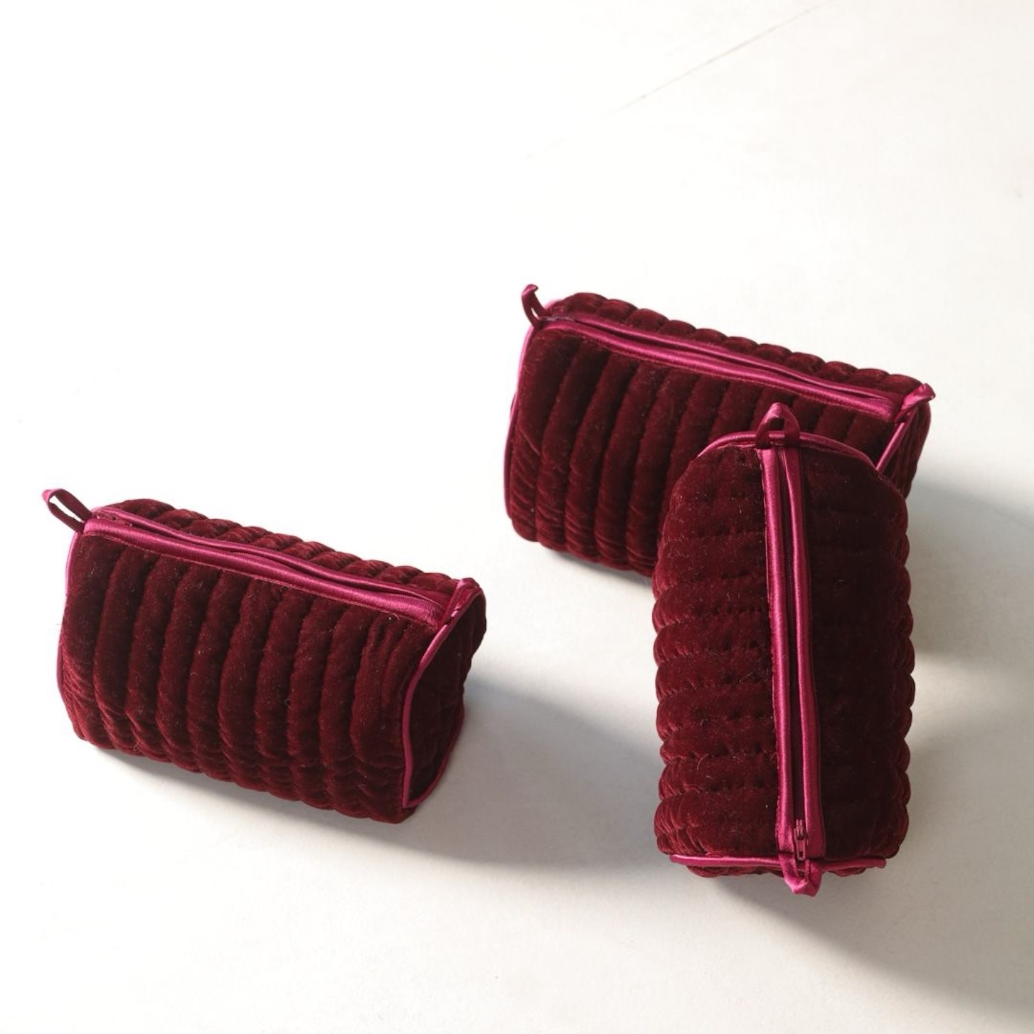 Jewelry pouch quilted deep burgundy velvet | Muja Juma