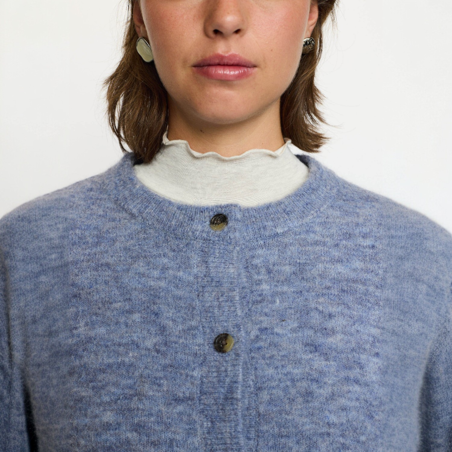 Allison O-neck Cardigan Knit RWS Overture Melange | Soft Rebels