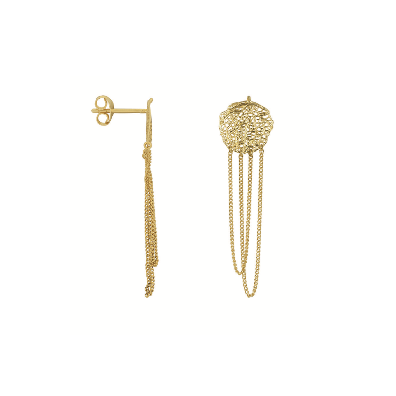 Fine Coral Chain Stud Earring Gold | Betty Bogaers