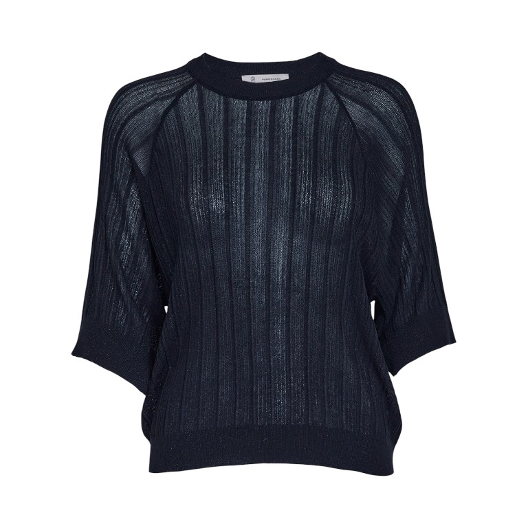 Lilly Knit Blouse Black Metallic | Peppercorn