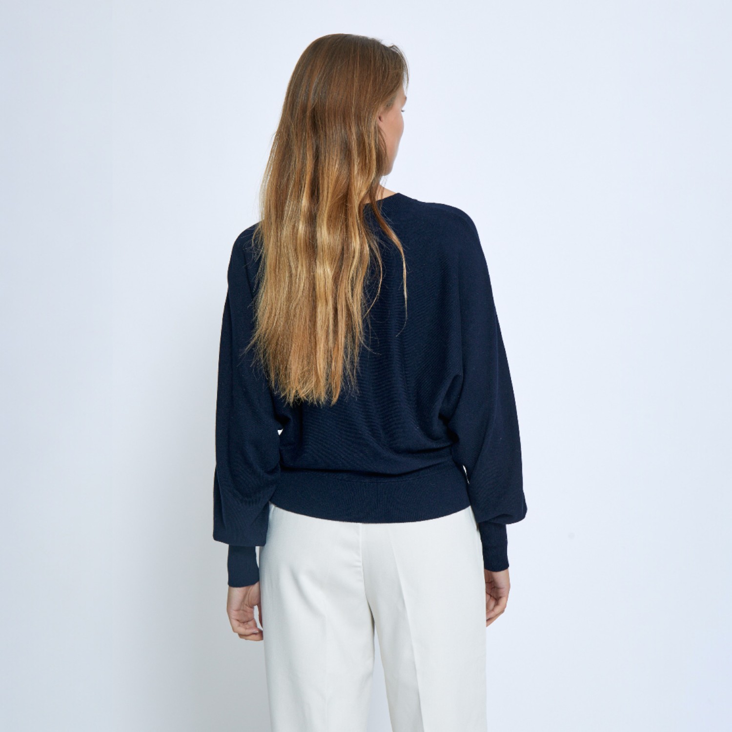 Dana Bat Sleeve Knit Pullover Black Iris Solid | Minus