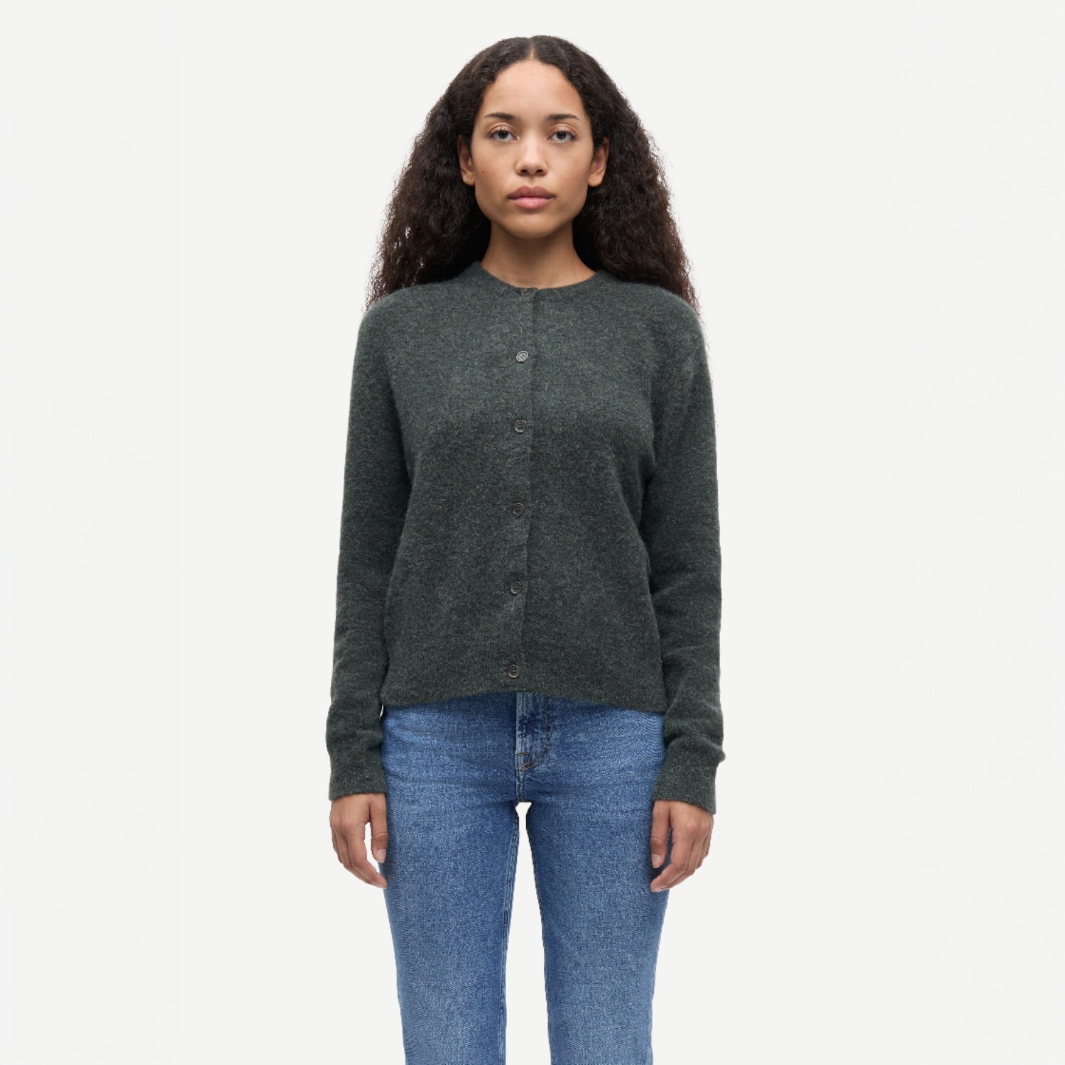 Nor short Cardigan Dark Evergreen Melange | Samsoe Samsoe