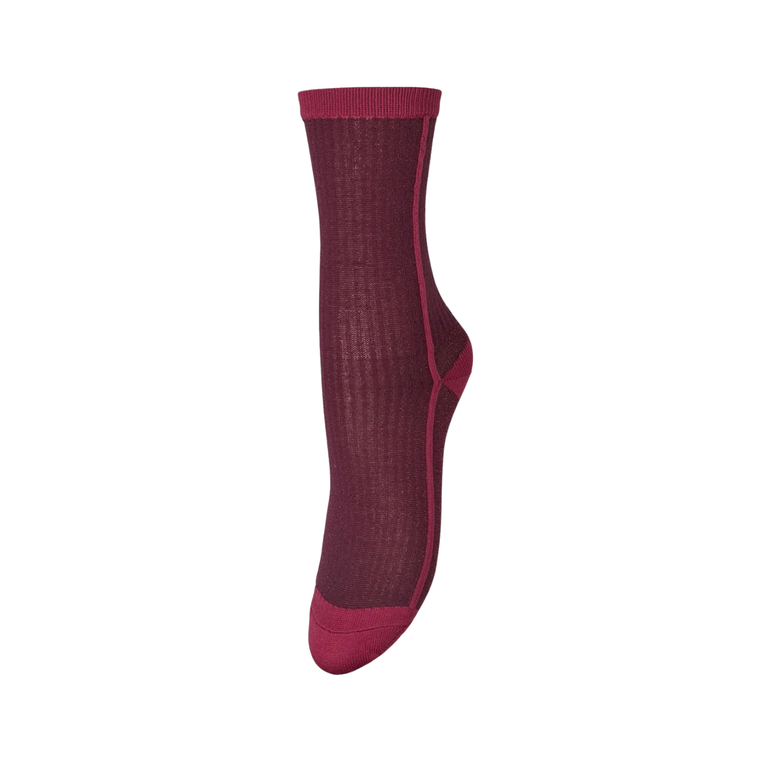 Stripy Glitter Socks Fig Red | Becksöndergaard